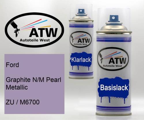 Ford, Graphite N/M Pearl Metallic, ZU / M6700: 400ml Sprühdose + 400ml Klarlack - Set, von ATW Autoteile West.